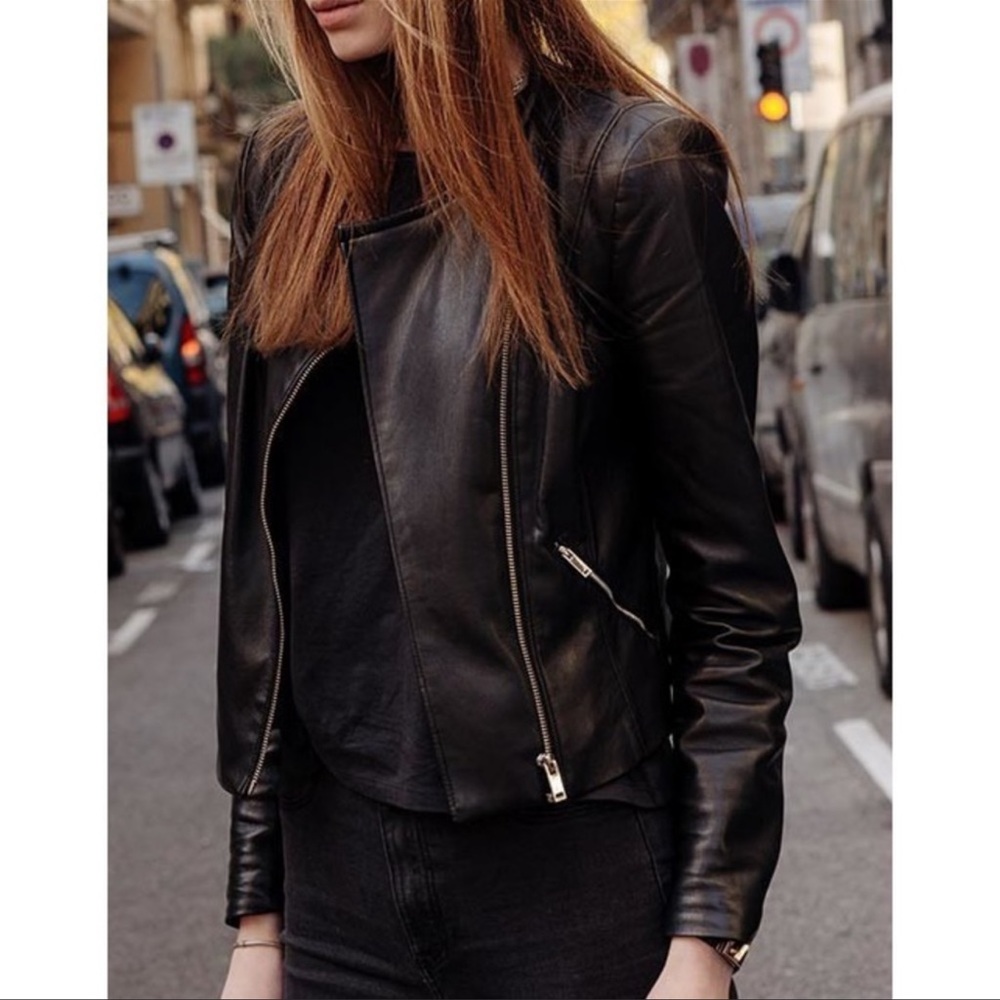 Zara💕 Trafaluc Black Faux Leather Moto Jacket XS